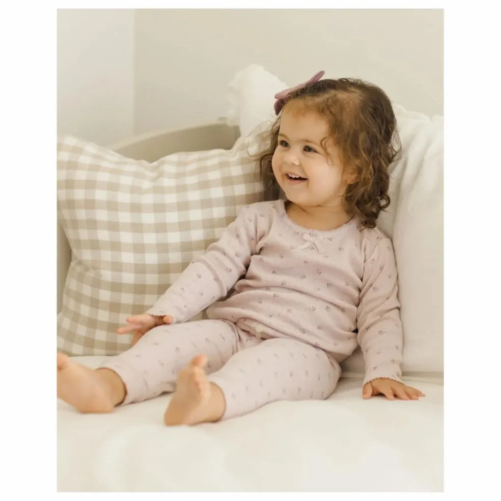 Ensemble T-shirt et Legging Pointelle Coton Bio | Lilas