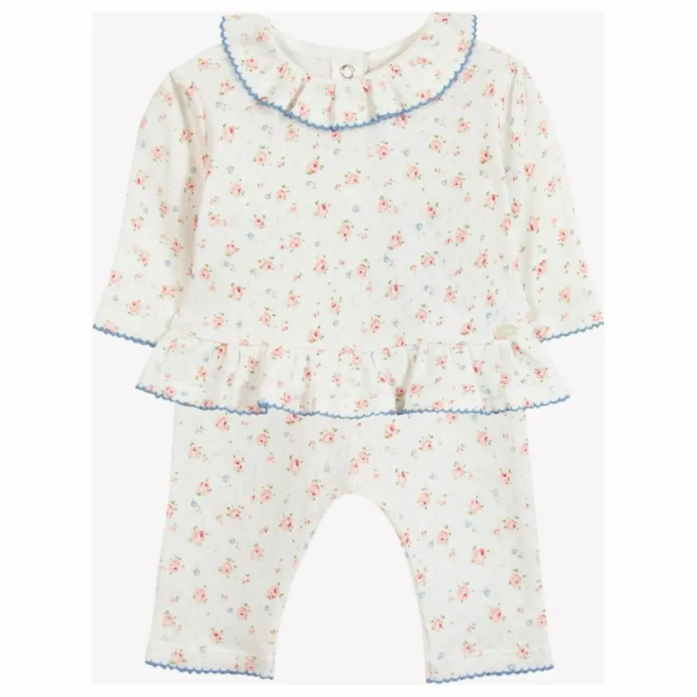 Ensemble T-shirt et Legging Fleuri | Ecru