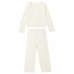 Ensemble T-shirt et Pantalon Côtelé Ditsy | Ecru