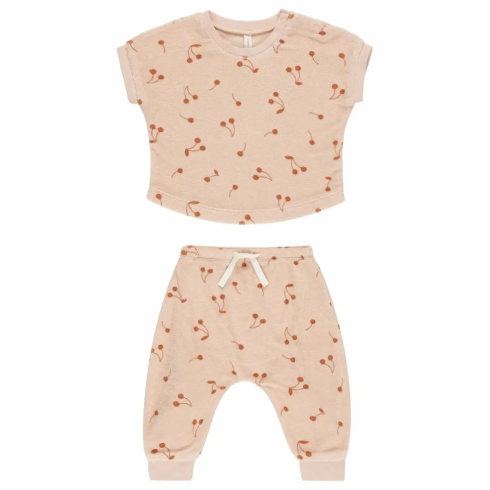 Ensemble T-shirt et Pantalon Terry Eponge | Rose pâle