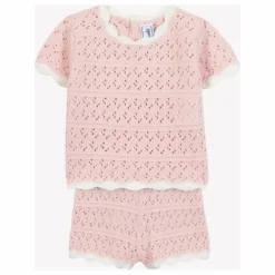 Ensemble T-shirt et Short Pointelle | Rose pâle