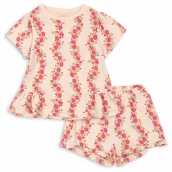 Ensemble T-Shirt et Short Famo Volant Coton Bio | Rose pâle