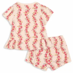 Ensemble T-Shirt et Short Famo Volant Coton Bio | Rose pâle