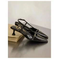 Escarpins Reem Cuir Verni Froissé | Noir