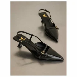 Escarpins Reem Cuir Verni Froissé | Noir