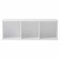 Etagère Wood 3x1 horizontale, avec support, à suspendre | Blanc