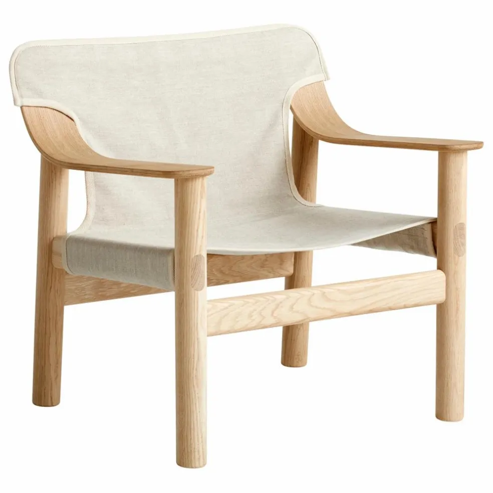 Fauteuil Bernard en chêne et toile, Shane Schneck