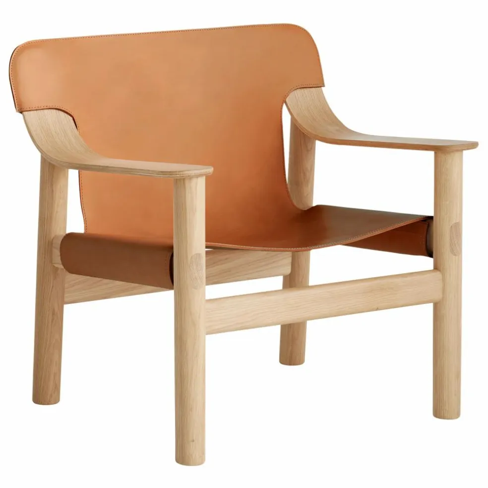 Fauteuil Bernard en chêne et cuir, Shane Schneck | Cognac
