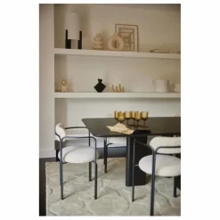 Fauteuil colombe, assise en bouclette | Crème