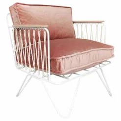 Fauteuil Croisette blanc epoxy, velours | Rose