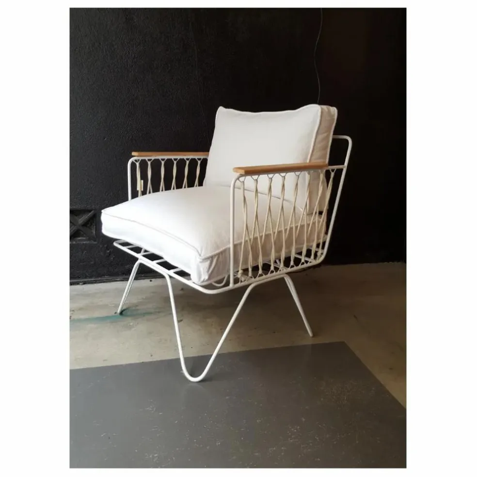 Fauteuil Croisette blanc epoxy, coton | Blanc