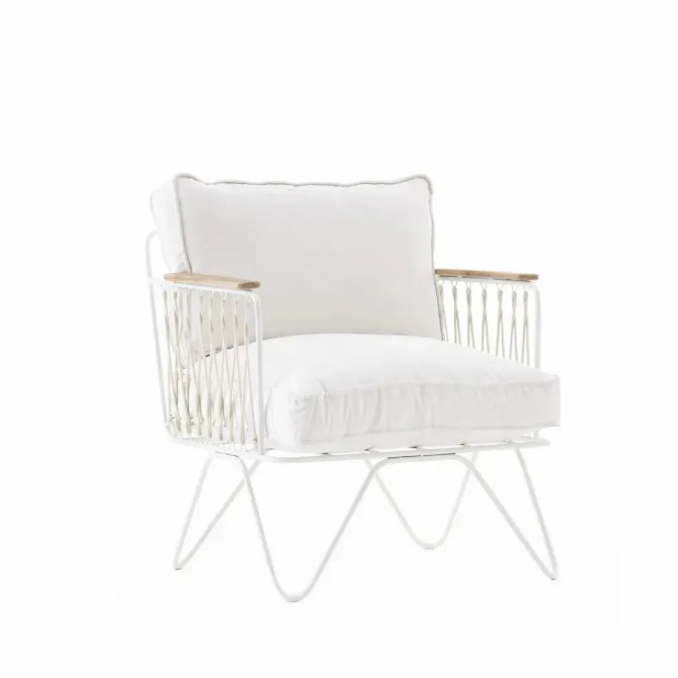 Fauteuil Croisette blanc epoxy, coton | Blanc