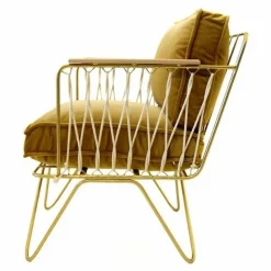 Fauteuil Croisette doré mat epoxy, velours | Camel