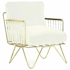 Fauteuil Croisette doré mat epoxy, coton | Blanc