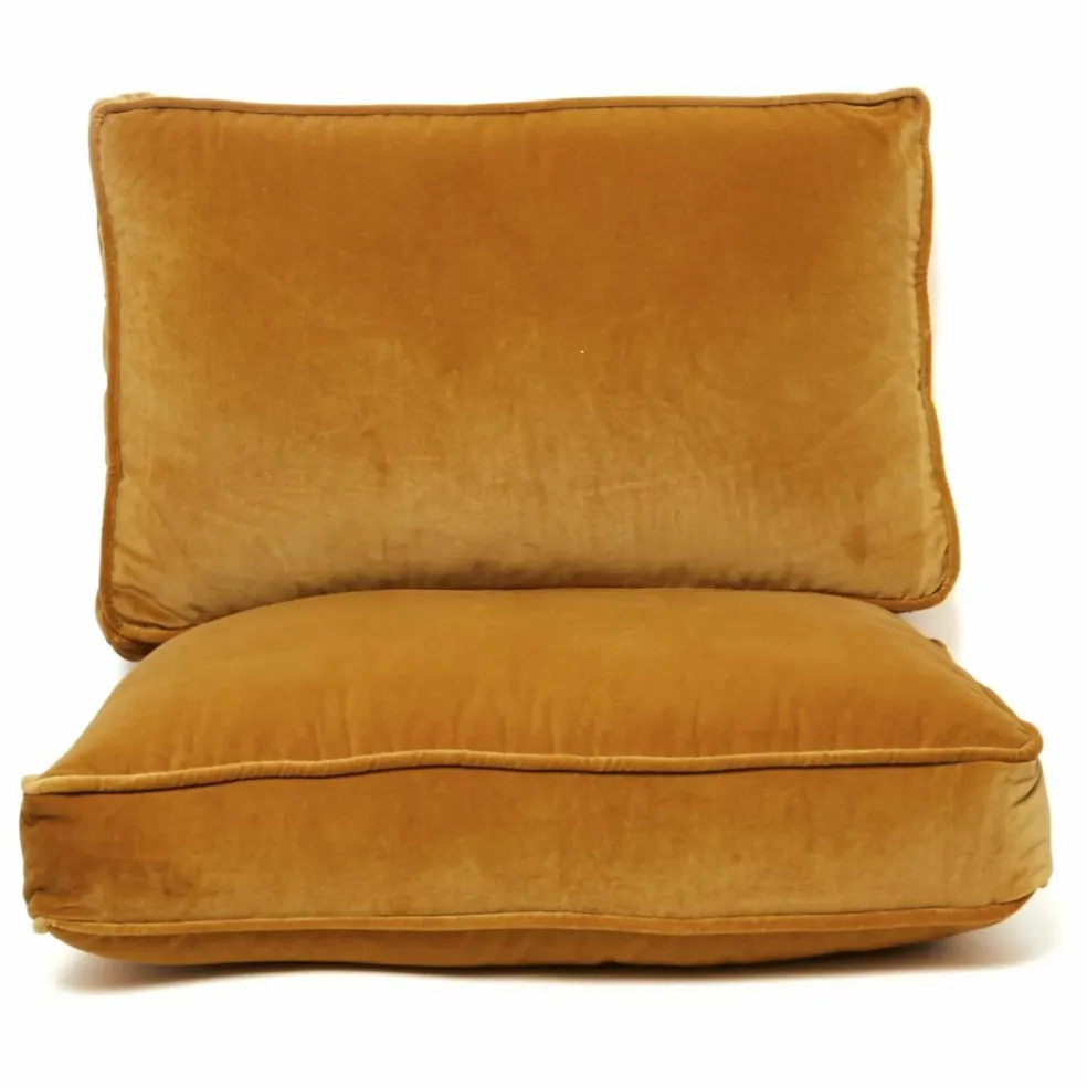 Fauteuil Croisette noir epoxy, velours | Camel