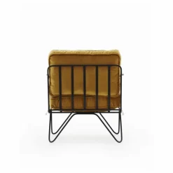 Fauteuil Croisette noir epoxy, velours | Camel