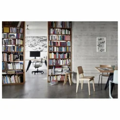 Fauteuil de bureau Direction Pivotant, piètement noir foncé - Jean Prouvé | Gris perle