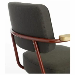Fauteuil de bureau Direction Pivotant, piètement japonese red - Jean Prouvé | Gris foncé