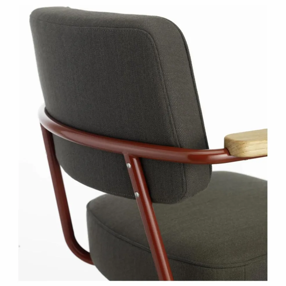 Fauteuil de bureau Direction Pivotant, piètement japonese red - Jean Prouvé | Gris foncé