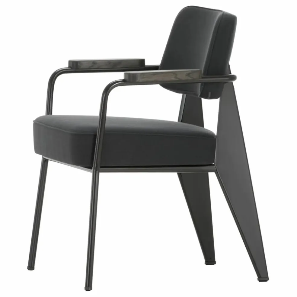 Fauteuil Direction, piétement noir foncé- Jean Prouvé | Gris foncé