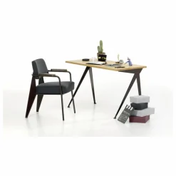 Fauteuil Direction, piétement noir foncé- Jean Prouvé | Gris foncé
