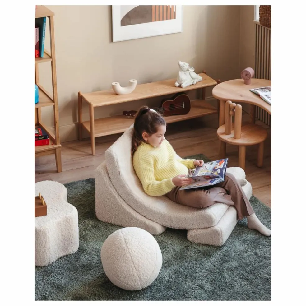 Fauteuil en teddy Moon | Ecru