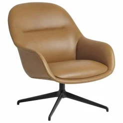 Fauteuil lounge en cuir Fiber, Iskos-Berlin | Cognac