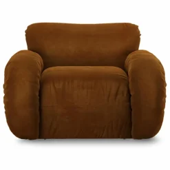 Fauteuil lounge en velours Arc | Caramel