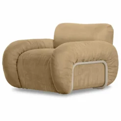 Fauteuil lounge en velours Arc | Crème