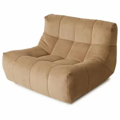 Fauteuil lounge en velours côtelé Lazy | Marron clair