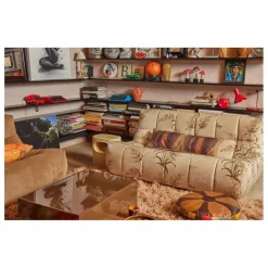 Fauteuil lounge en velours côtelé Lazy | Marron clair