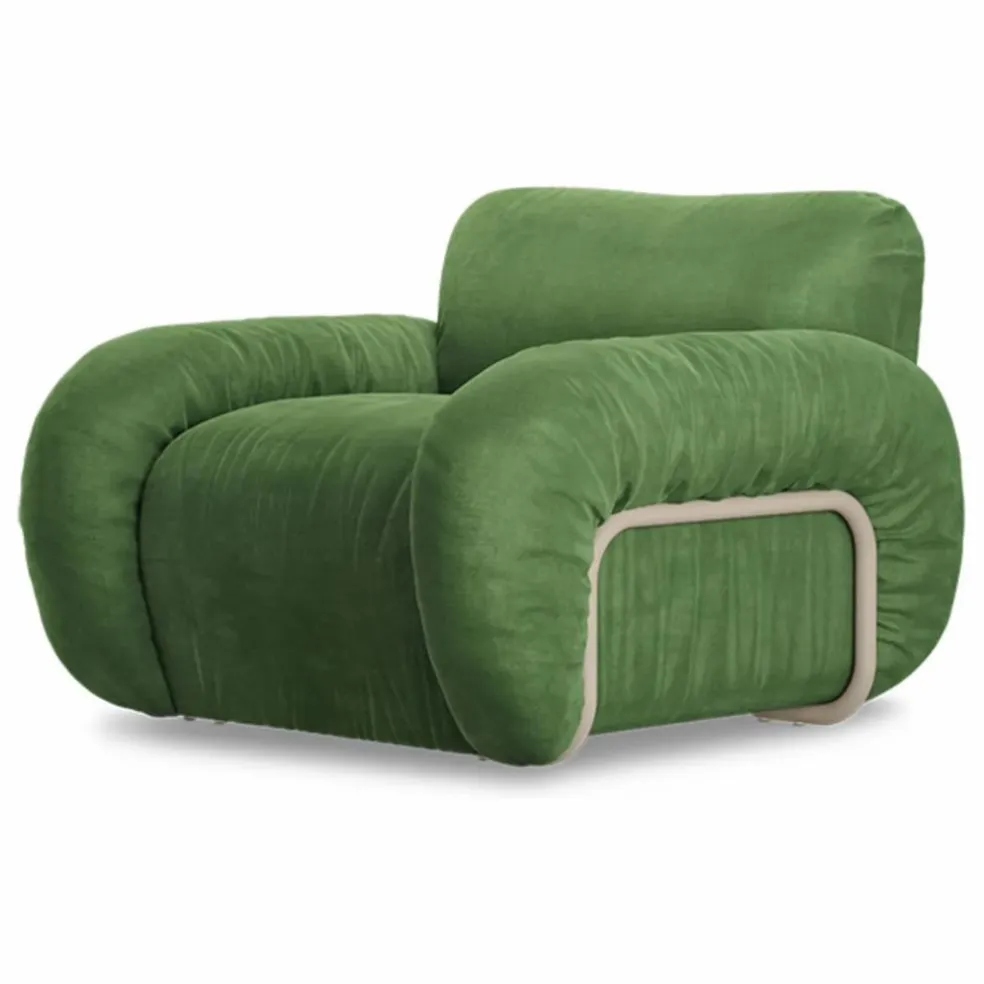Fauteuil lounge en velours Arc | Vert
