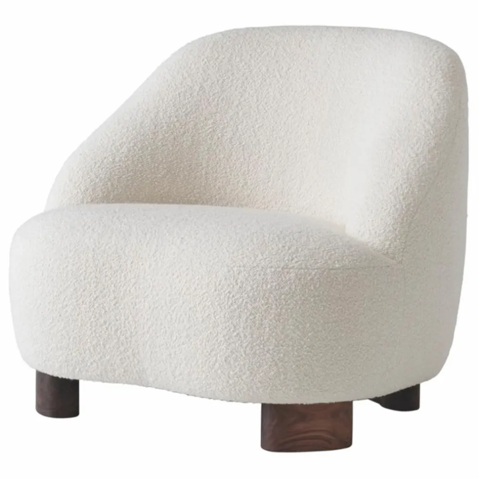 Fauteuil lounge Margas LC1 piètement en noyer | Ivoire