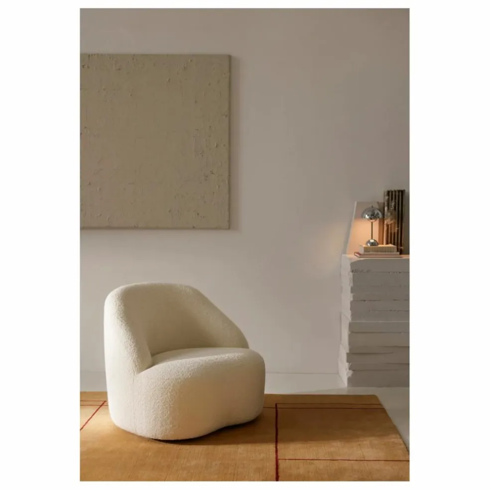 Fauteuil lounge Margas LC1 piètement en noyer | Ivoire