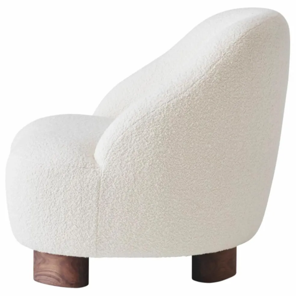 Fauteuil lounge Margas LC1 piètement en noyer | Ivoire