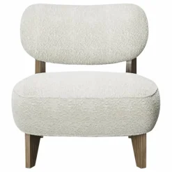 Fauteuil Nicolo en bouclette et chêne fumé - 65 cm | Off-White
