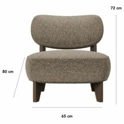 Fauteuil Nicolo en bouclette et chêne fumé - 65 cm | Off-White