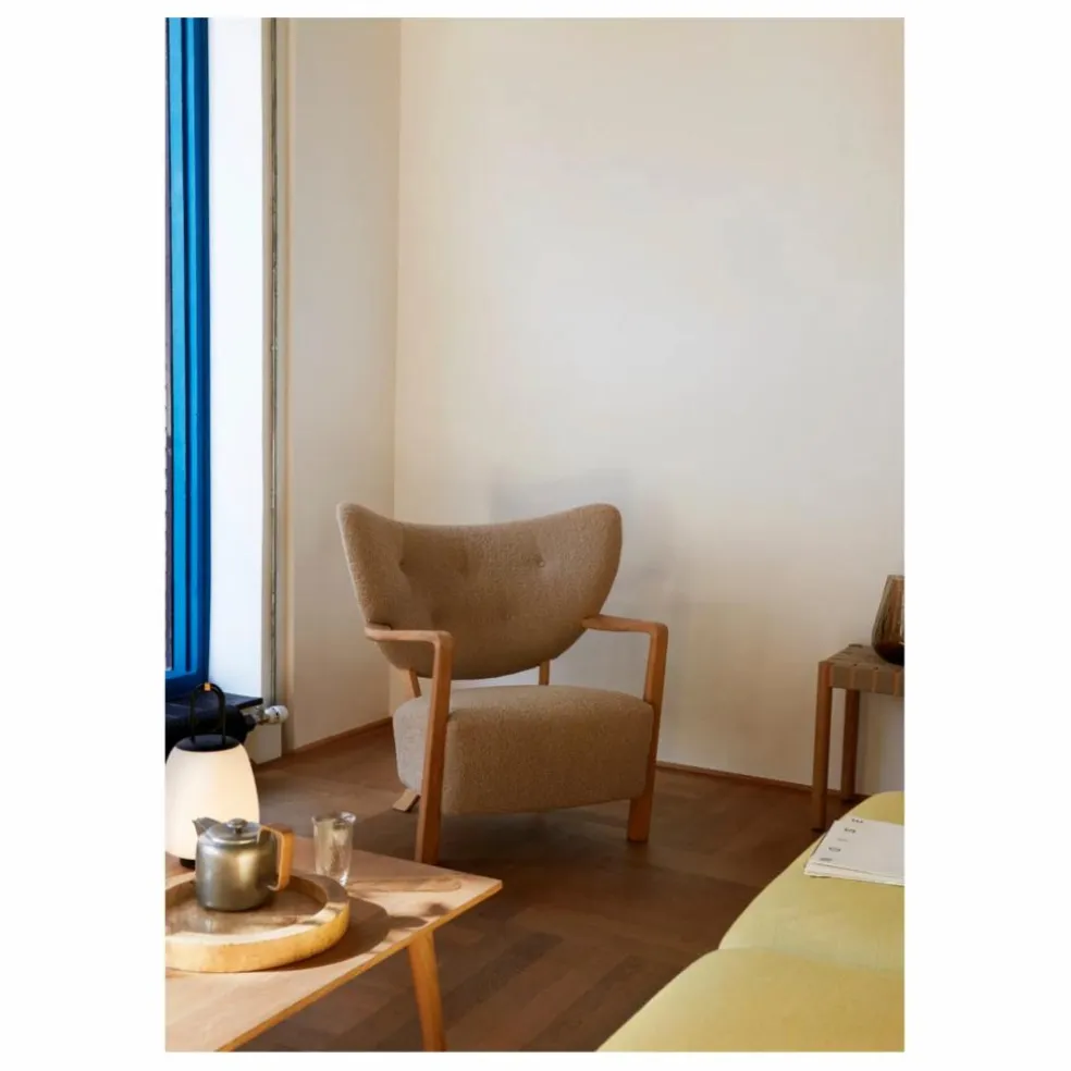 Fauteuil Wulff ATD2, piétement en chêne | Beige