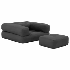 Fauteuil-pouf Cube pour enfant | Gris foncé