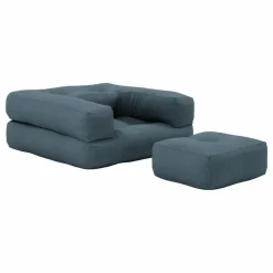 Fauteuil-pouf Cube pour enfant | Bleu pétrole