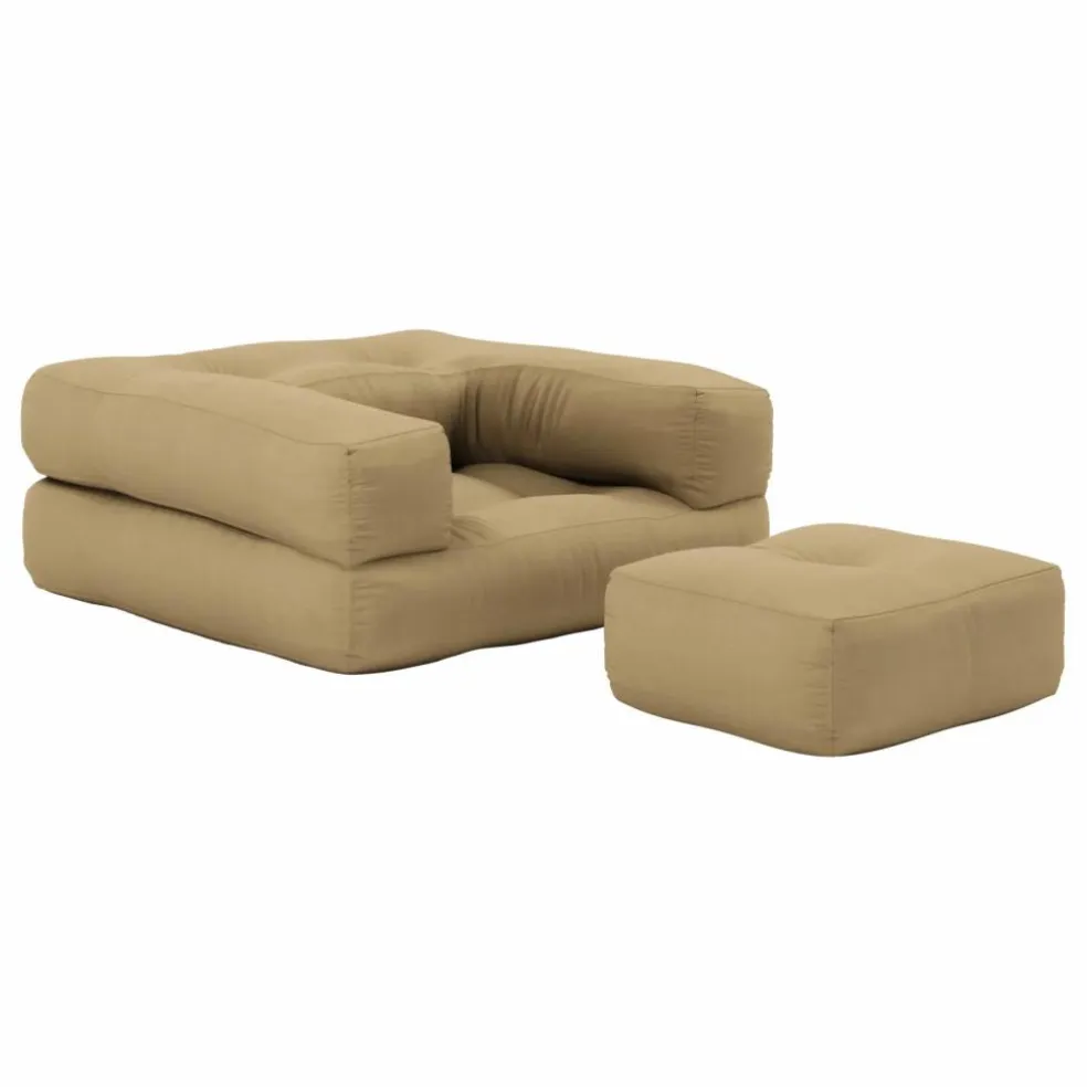 Fauteuil-pouf Cube pour enfant | Beige