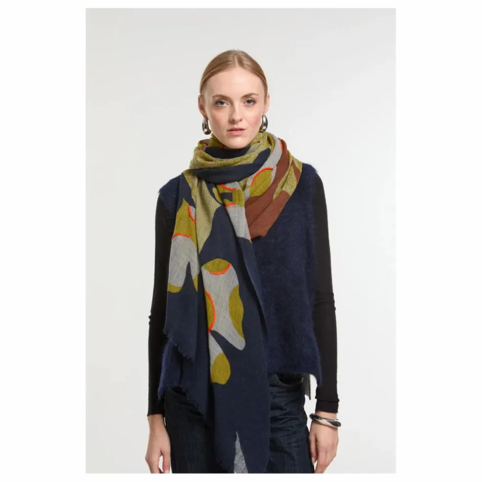 Foulard Eternel Brodée Laine | Bleu marine
