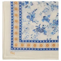 Foulard Orchidées Laine | Bleu