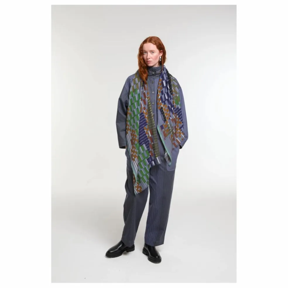 Foulard Saccade Laine | Bleu gris
