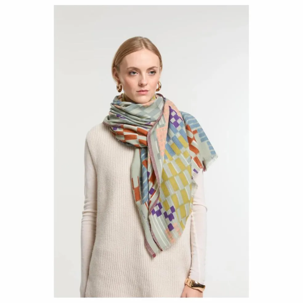 Foulard Saccade Laine | Vert argile