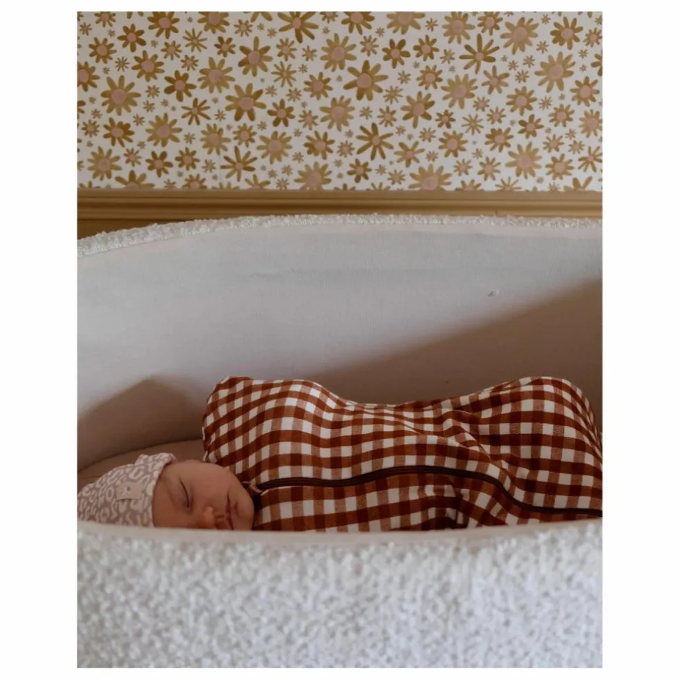 Gigoteuse d'emmaillotage en coton bio Vichy | Caramel