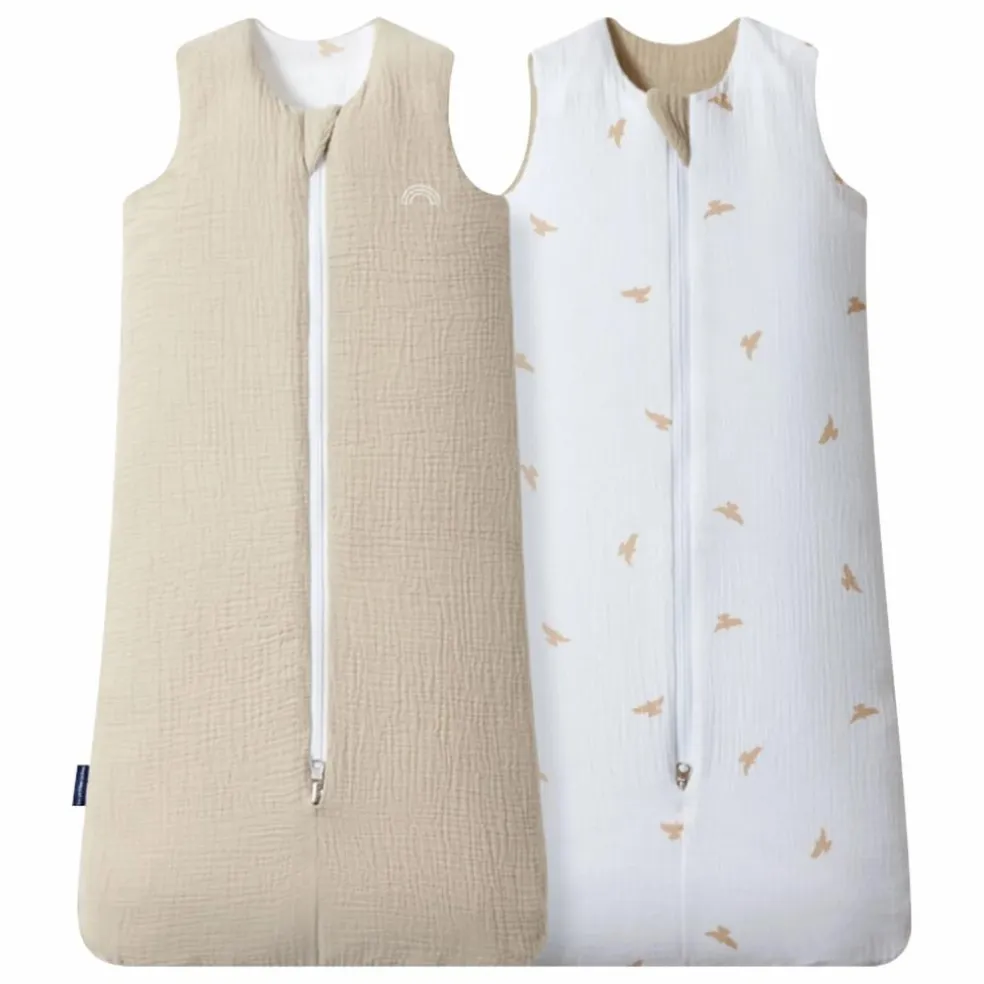 Gigoteuse multi-saisons réversible en double gaze de coton | Beige