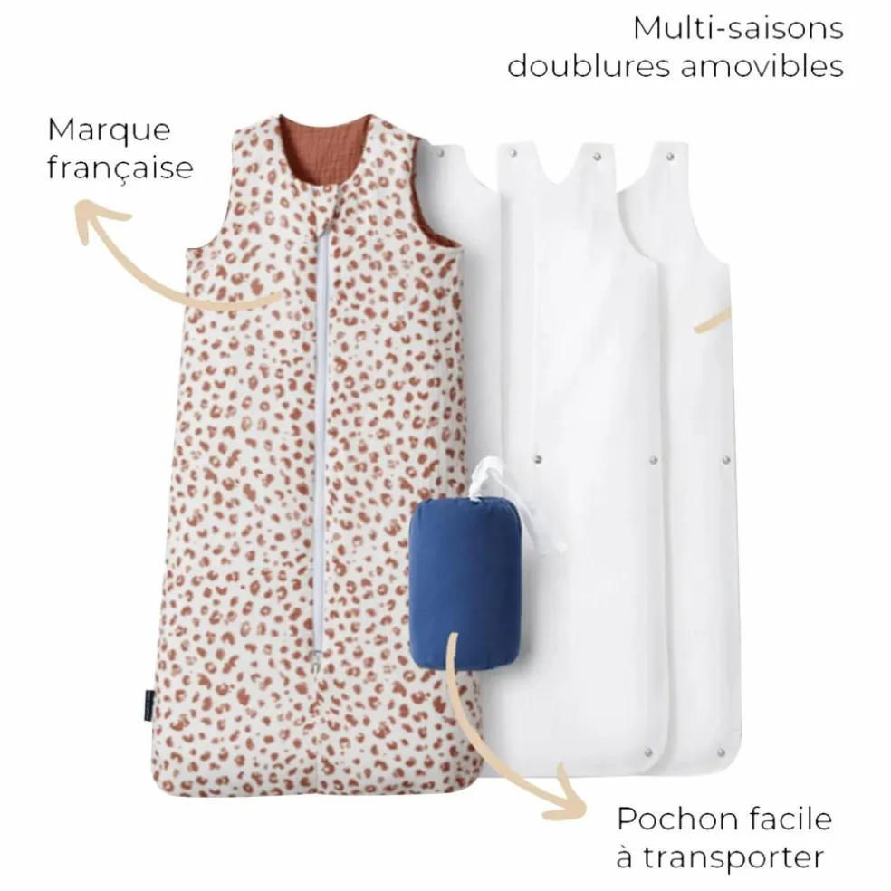 Gigoteuse multi-saisons réversible en double gaze de coton | Vieux Rose