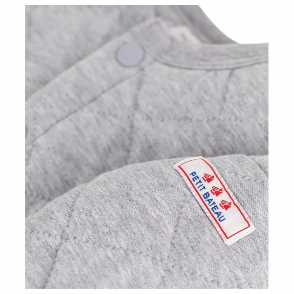 Gilet Boutons Logo | Gris chiné