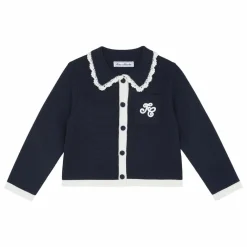 Gilet Brodé Laine | Bleu marine